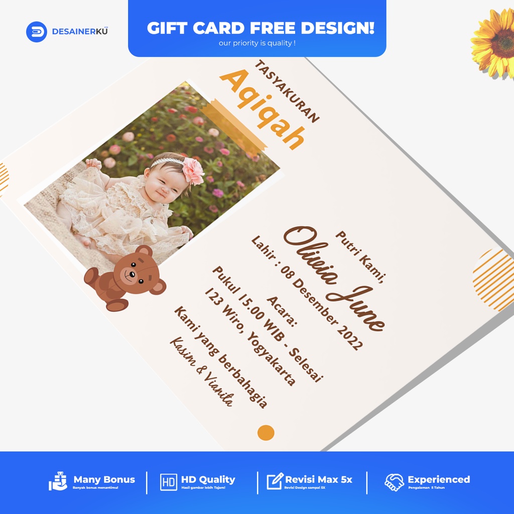 KARTU AQIQAH / UCAPAN AQIQAH ANAK /KARTU TASYAKURAN /TASYAKURAN AQIQAH