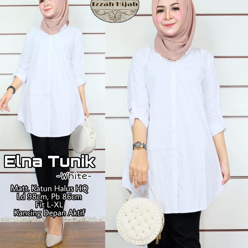 TREND ATASAN WANITA LD 100 PB 85 size XL TUNIK JUMBO LD 120 KATUN Putih POLOS Kancing TERBARU BAJU K