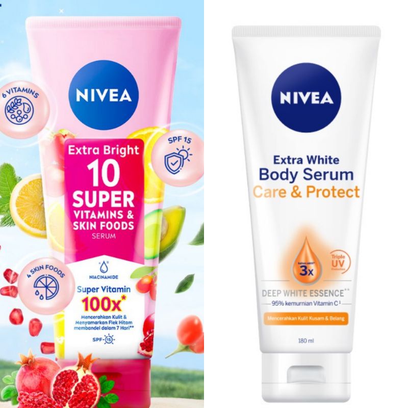 Nivea Paket Hemat Body Serum Care &amp; Protect + Super 10 Vitamin 180ml