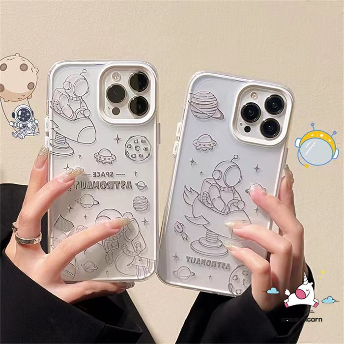 Casing Softcase IPhone 11 14 12 13 Pro Max XR 7Plus 8Plus 14 + 7 8 + X XS Max SE 2020 Shockproof Motif NASA