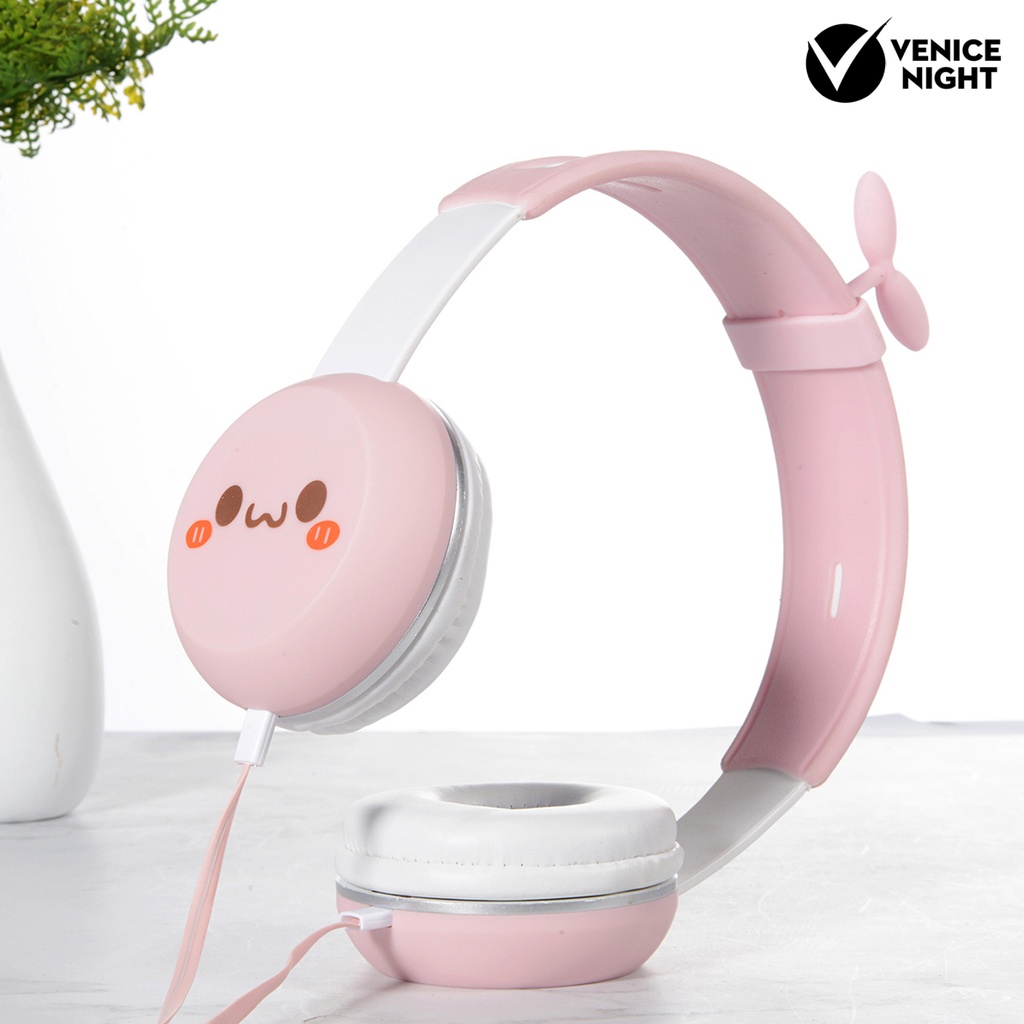 (VNEP) (Berkabel) Headphone Cartoon Universal 3.5mm Heavy Bass Over Ear Headset untuk Ponsel