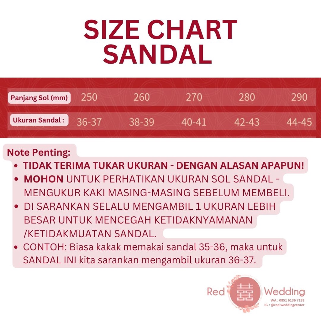 [Logo Small Xi] Sandal Merah Bahan KARET Pengatin Groom /Bride  Sepatu Wedding dengan Logo Shuang Xi Sanghi