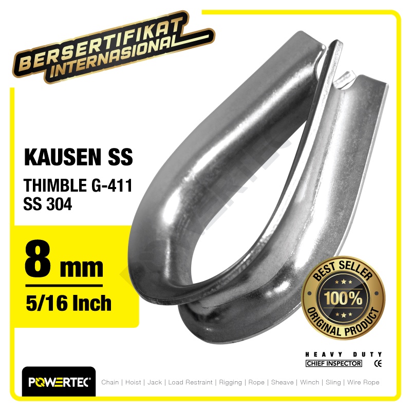 POWERTEC Thimble Wire Rope Kausen Sling Stainless Steel 8mm - 5/16"