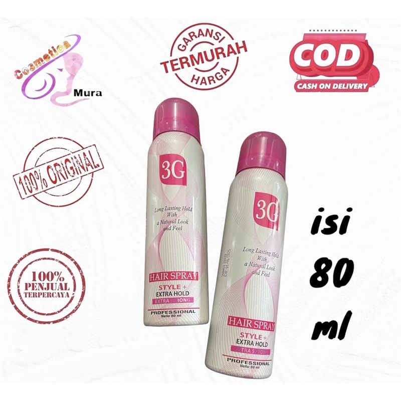 [ isi 80 ml / super keras ] 3G hair spray style extra hold extra strong - pengeras rambut 3G