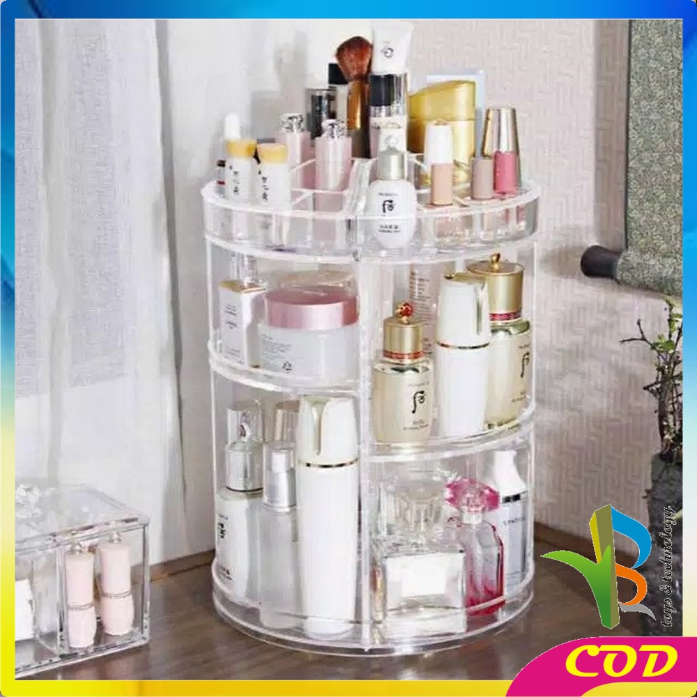 RB-K5/K6 Rak Kosmetik Acrylic Putar 360 Derajat Diamond / Polos Rak Make Up Organizer Tempat Makeup