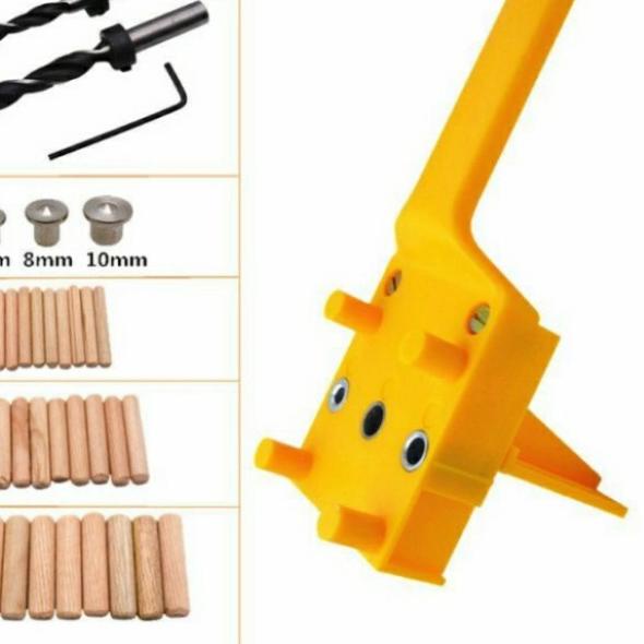 Dowel jig + mata bor dowel, dowel kayu plus mata bor dowel