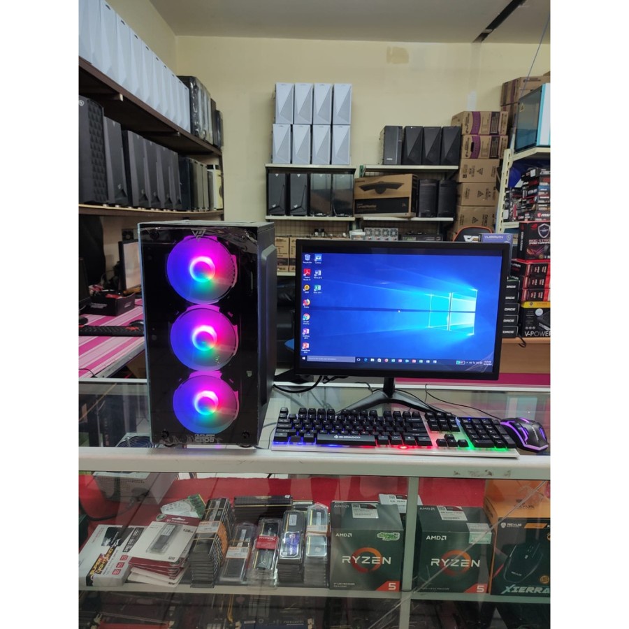 PC Gaming Editing Farming Intel I5 3470 Ram 16GB HDD 500GB SSD 256GB VGA 4GB LED 19 Inch Siap PAKAI