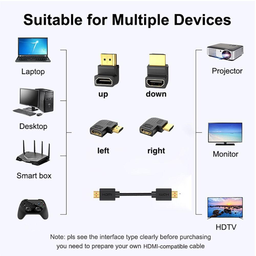 Top HDMI 2.1 Adaptor Proyektor Monitor HDMI 90derajat Konverter HDMI Berbentuk L