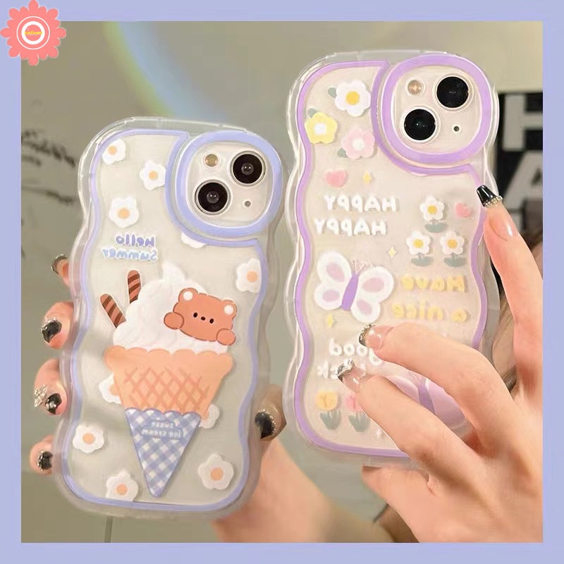 Case Samsung A14 A04s A12 A04 A50 A13 A52s A22 A32 A04E A03s A23 A53 A21s A20 A51 A03 A52 A33 A50s A02s A30s M22 A31 A11 Romance Butterfly Kartun Ice Cream Bear Lucu Soft Cover