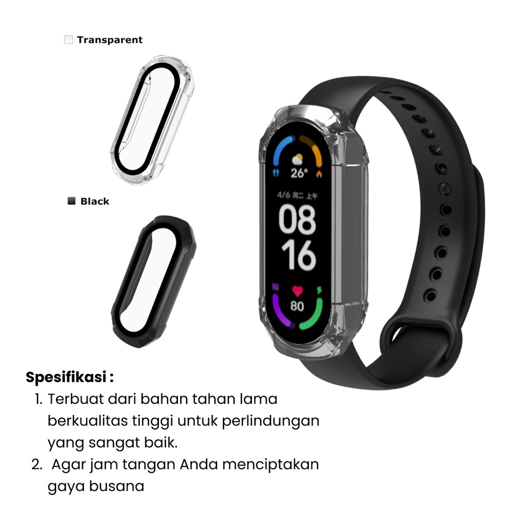 Miband 2 in 1 Screen Protector / PC Frame + Tempered Glass Full Case for Xiaomi Band 4 5 6