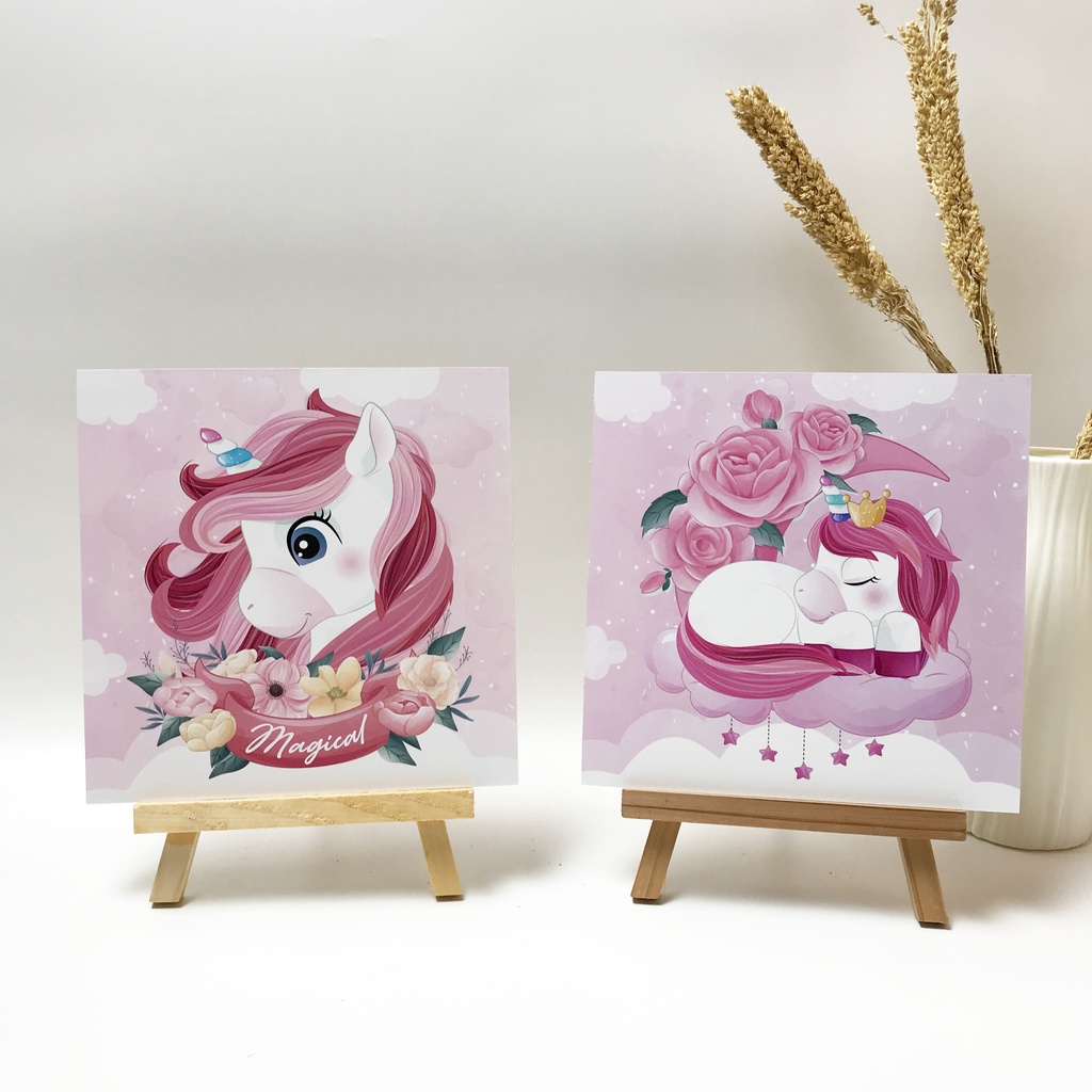 HIASAN DINDING UNICORN KUDA PONI 20x20CM WALL DECOR UNICORN PAJANGAN KAYU UNICORN DEKORASI DINDING KAMAR RUMAH