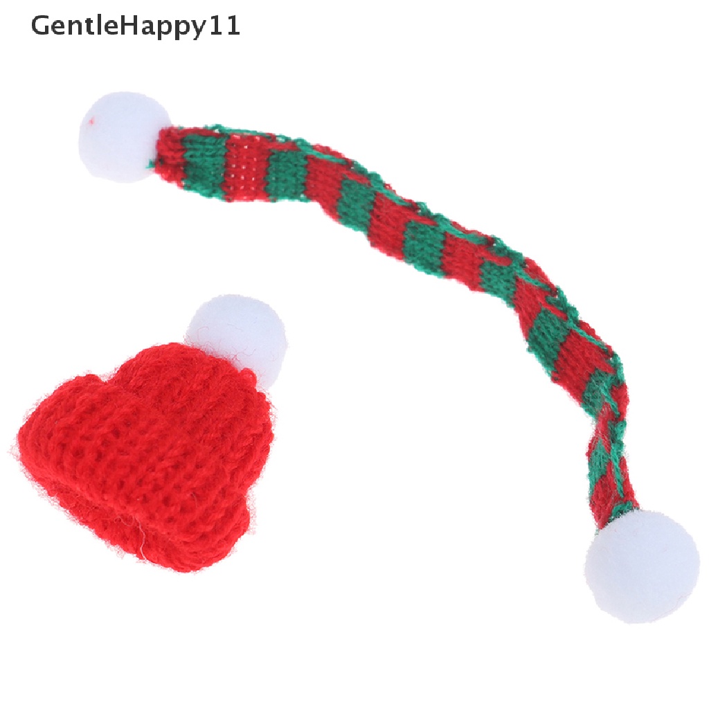 Gentlehappy1per6 1/12rumah Boneka Miniatur Topi Natal+Syal Aksesoris Rumah Boneka Decor id