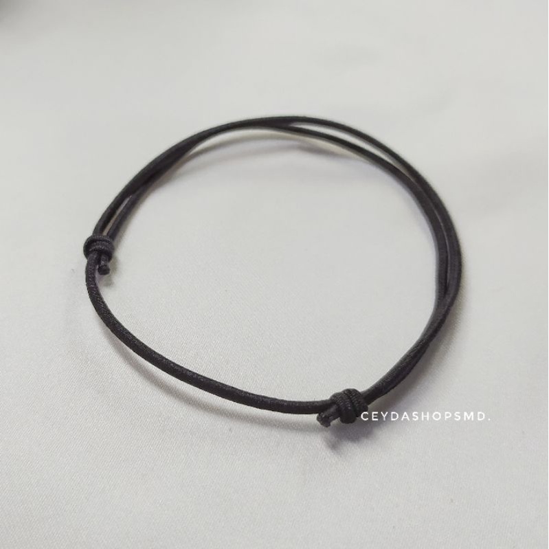 Gelang Tangan Tali Aksesoris Hitam Polos Couple Aesthetic Serut