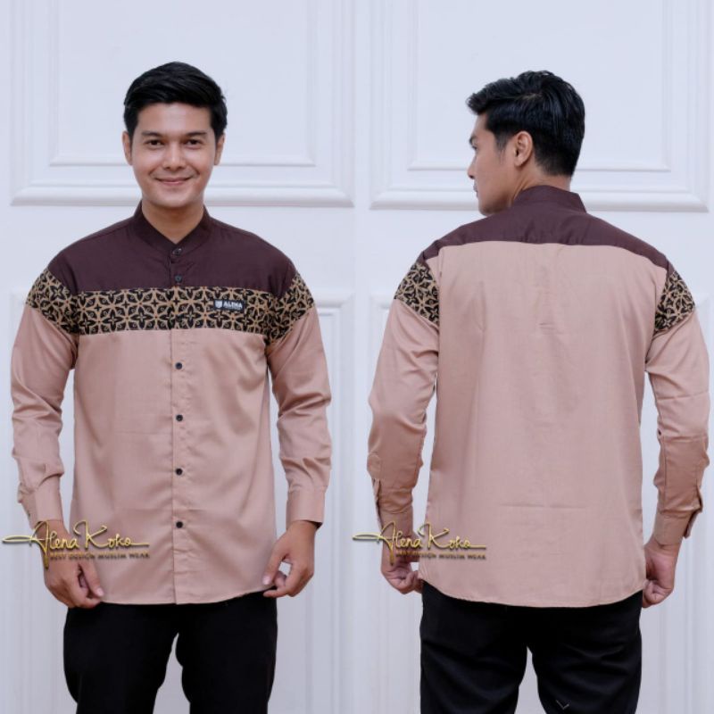 BAJU KEMEJA KOKO PRIA LENGAN PANJANG M L XL TERBARU KOMBINASI BATIK