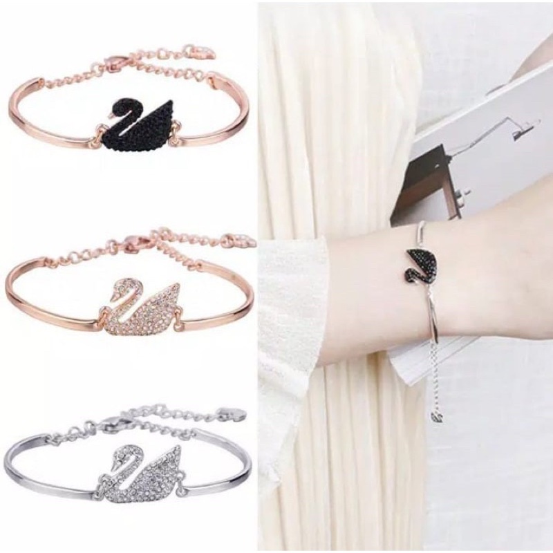 ⭐COD Gelang Wanita Korea Model Angsa Premium Swarovski Aksesoris Perhiasan Wanita