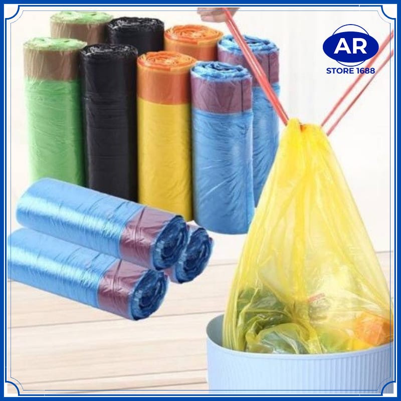 Kantong Sampah Tali isi 15 lembar 45x50cm plastik sampah gulung roll-[AR STORE 1688]