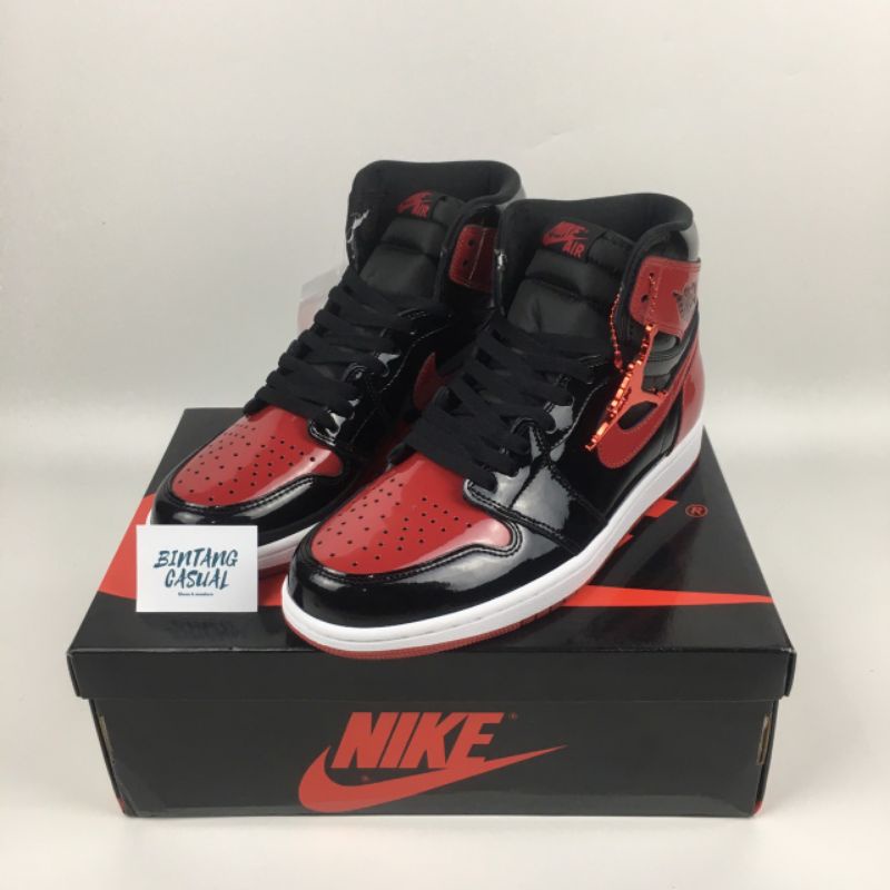 Sneakers Nike Air Jordan Retro 1 High OG Pantent - Bred Black/White Varcity Red