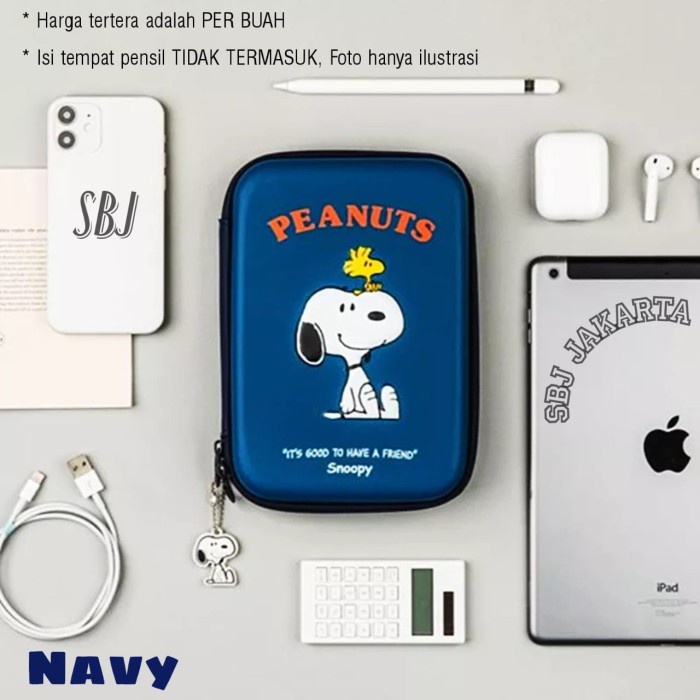 

Tempat pensil Snoopy Hardcase 3D waterproof bahan model spt smiggle - Navy RATU.SHOP25
