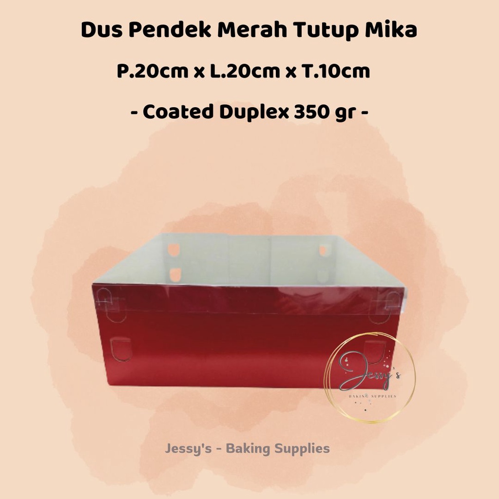 

Dus Box Kotak Kue Cake Merah Tinggi Mika 20 x 20 x 10 (Merah)