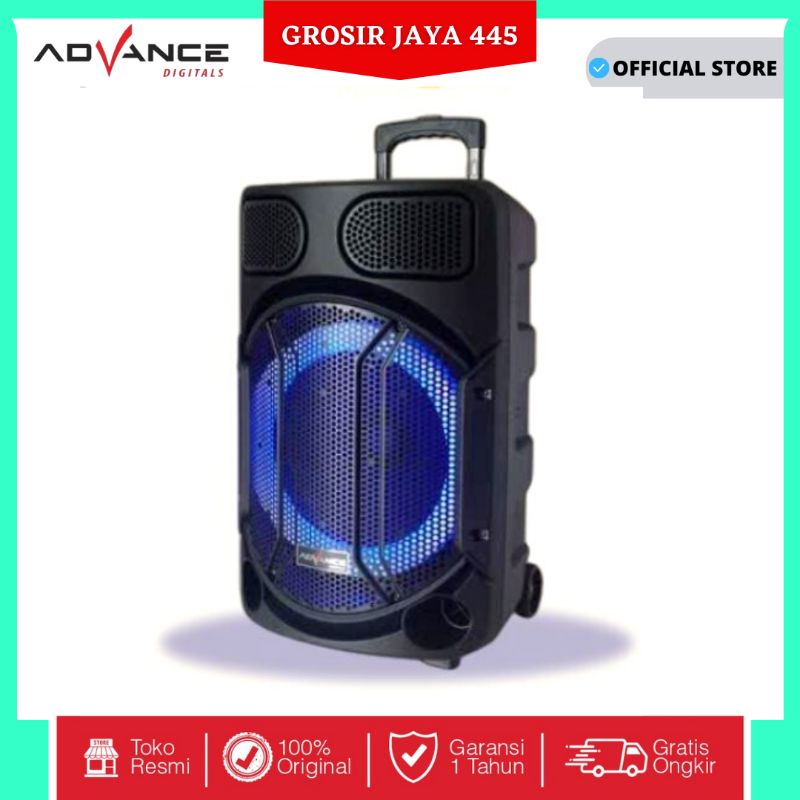 Advance Speaker K1203 BLUETOOTH Portabel Super Bass 12 Inci / Karaoke Dengan Dua Mikrofon Untuk Duet / Lampu Led K1203