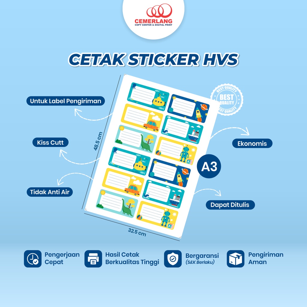 Jual Cetak Stiker Label Makanan Kertas Hvs A3 Cutting Kiss Cut Print