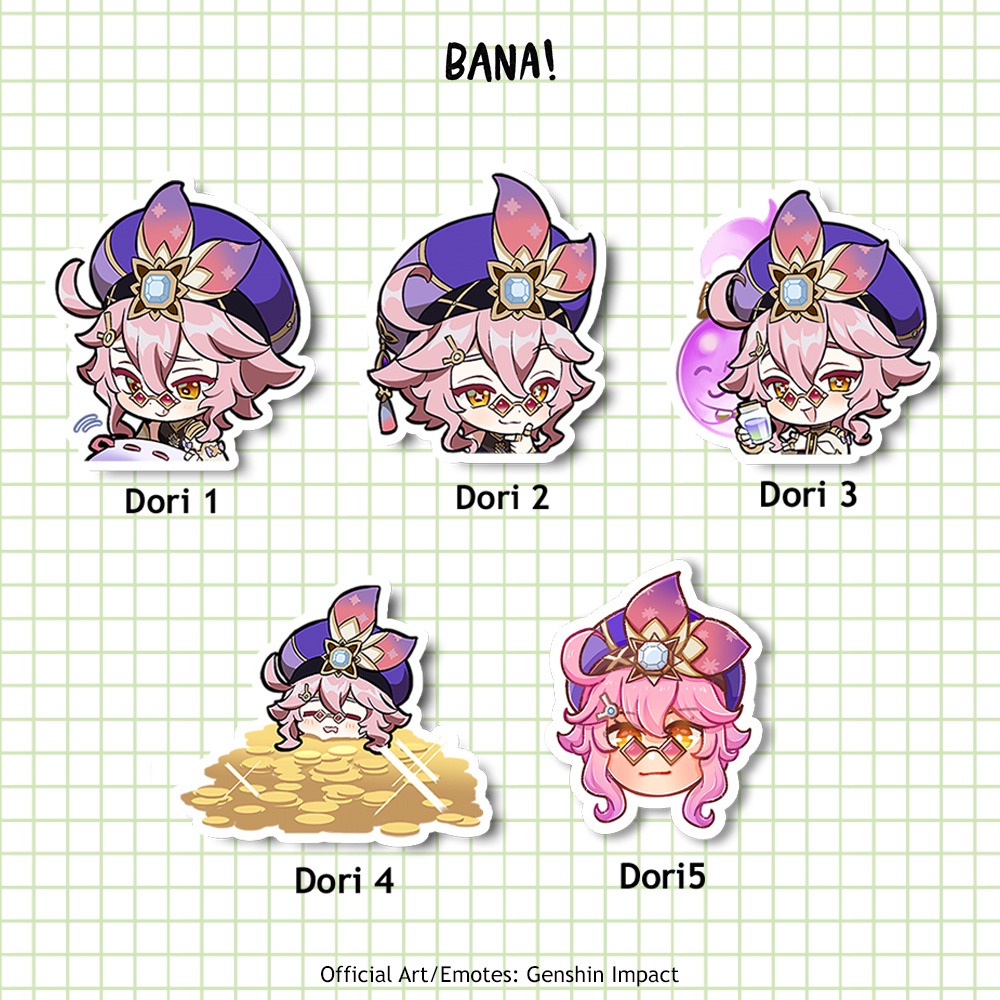 

Stiker Genshin Impact DORI Sticker Vinyl Waterproof Bijian | BANA