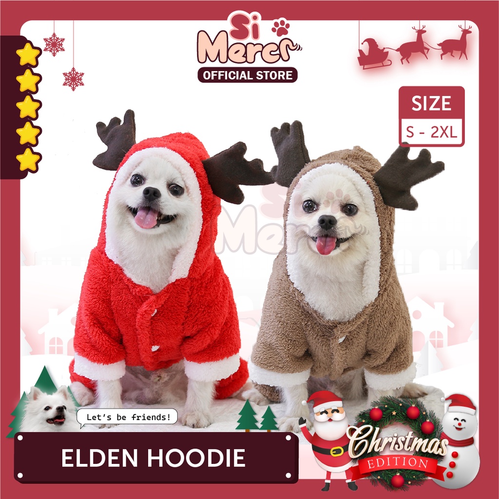 Baju Anjing Kucing Hewan Hoodie Natal / Baju Sweater Anjing Natal / Pet Clothes For Christmas Premium