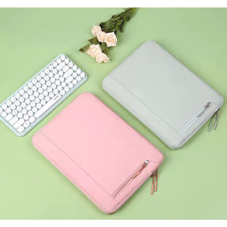Tas Laptop Softcase macbook nylon zipper side 14 inch pink