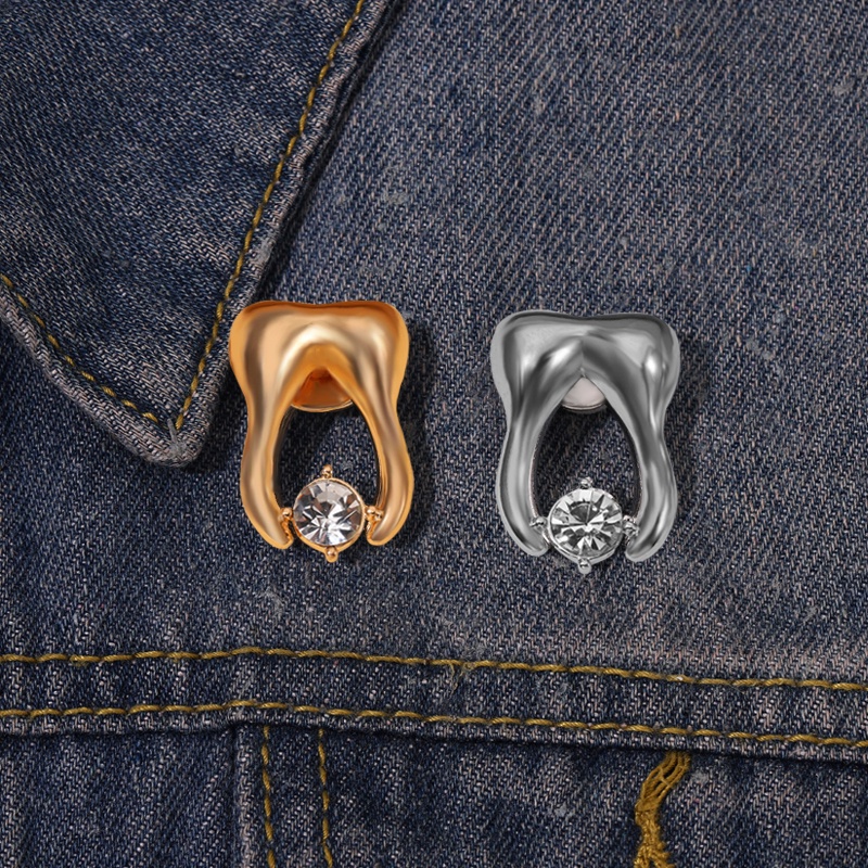 Bros Pin Desain Gigi Aksen Kristal Untuk Anak