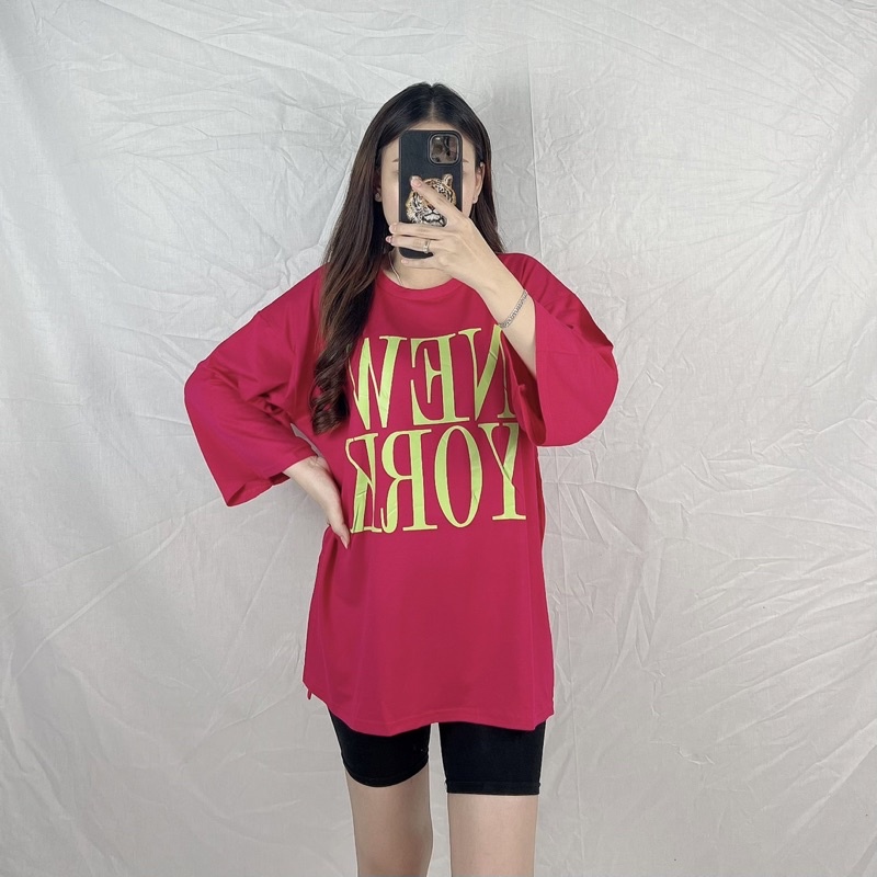 Kaos Oversize Jumbo Slit Samping N Y Lengan 7/8