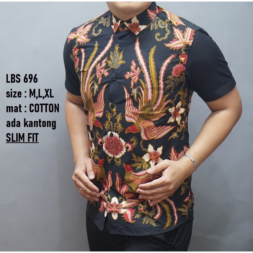 Baju Batik Pria Slimfit Kemeja Lengan Pendek Slim Fit LBS 696