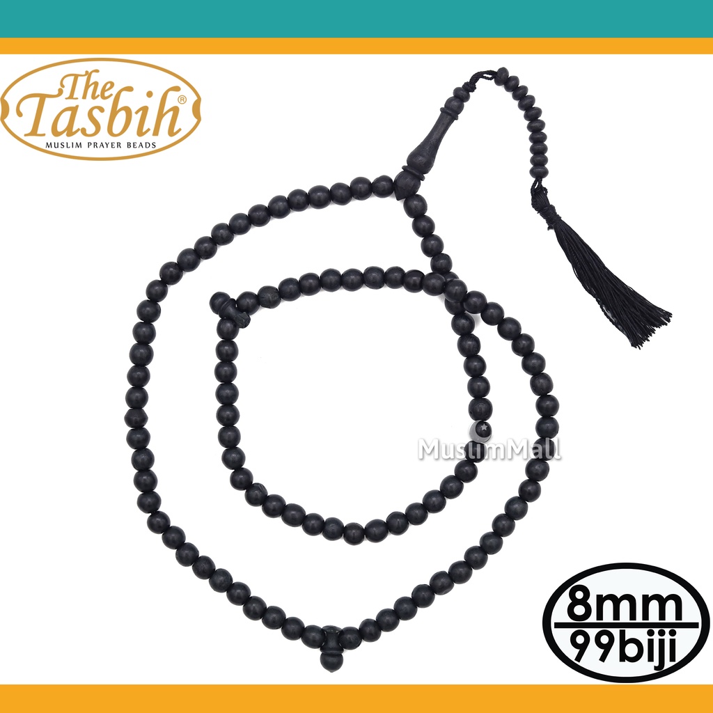 Tasbih Kayu Kopi 99 Dengan Penghitung 10 Biji Kalung Tasbih Jumbai Hitam