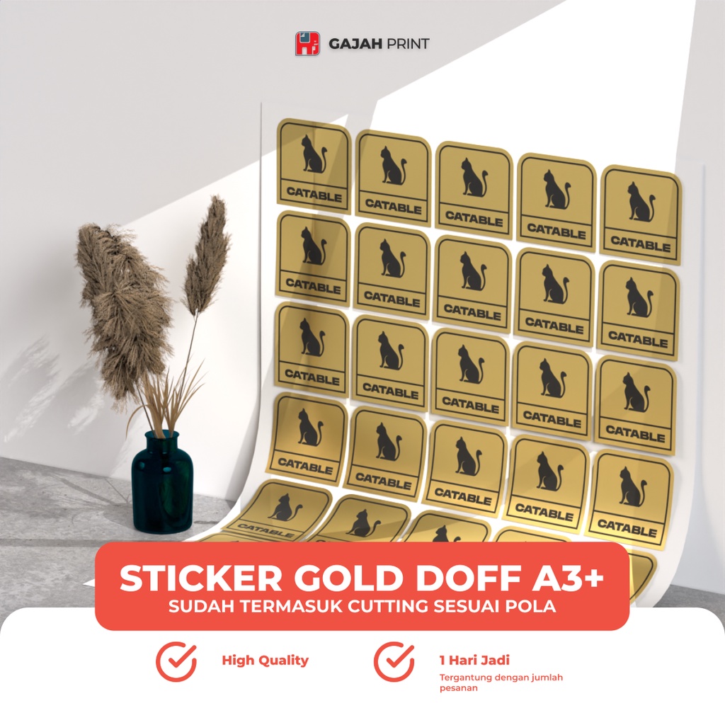 

Cetak Stiker Gold Doff A3+ /Stiker Label Gold Doff /Stiker Gold Doff Lembaran