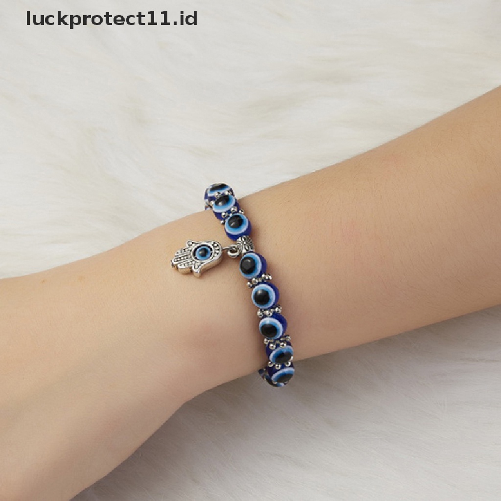 Gelang Keberuntungan Desain Manik-Manik Kaca Mata Iblis Warna Biru Untuk Pria / Wanita / Hadiah 2021