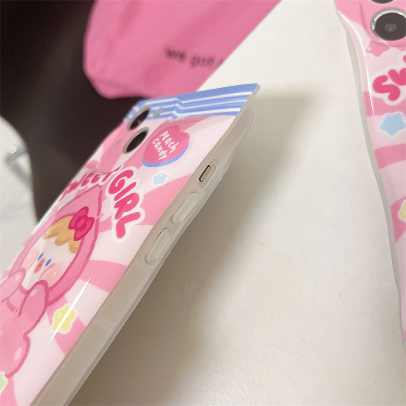 Soft Case Silikon Motif Kartun Permen Pink Untuk iPhone 14 13 12 11 Pro Max X Xr Xs Max 8 7 6 6s Plus