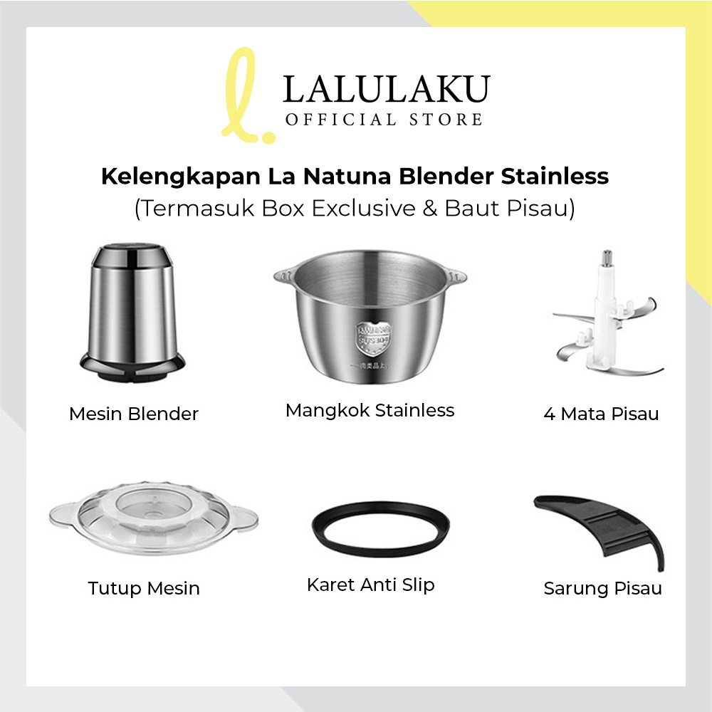 La Natuna LN-3061 Chopper Blender Daging Penggiling Meat Blender Elektrik Stainless