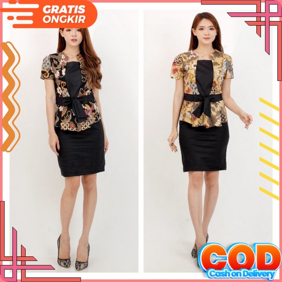 Dress Merah Batik Jumbo "A1" Bigsize Dress Batik Dress Dress Pesta Atasan Bigsize Terusan Wanita/Cod