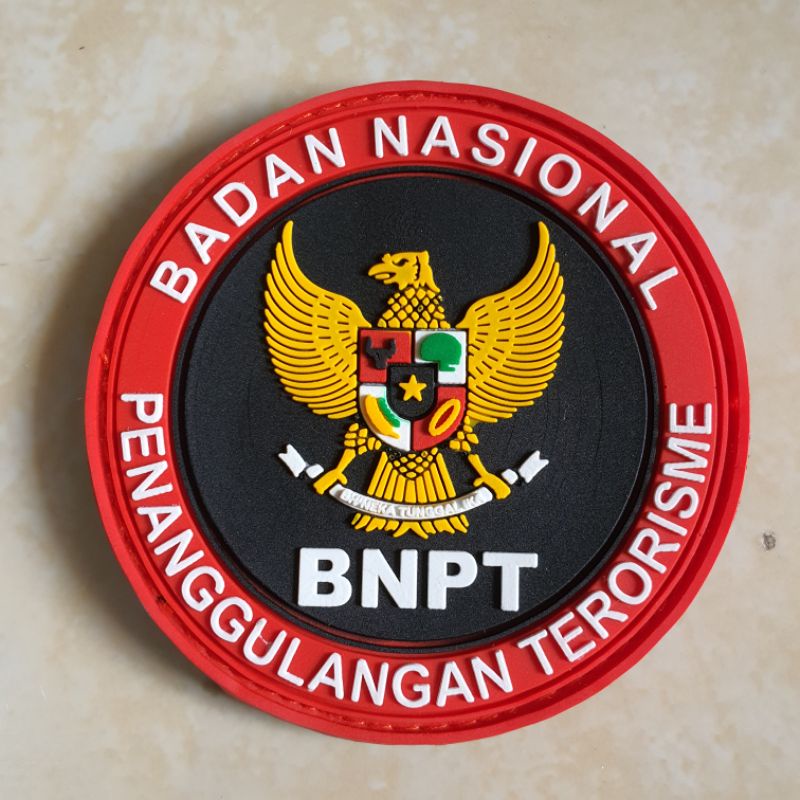 patch rubber logo bnpt / badan nasional penanggulangan terorisme / tempelan emblem karet velcro