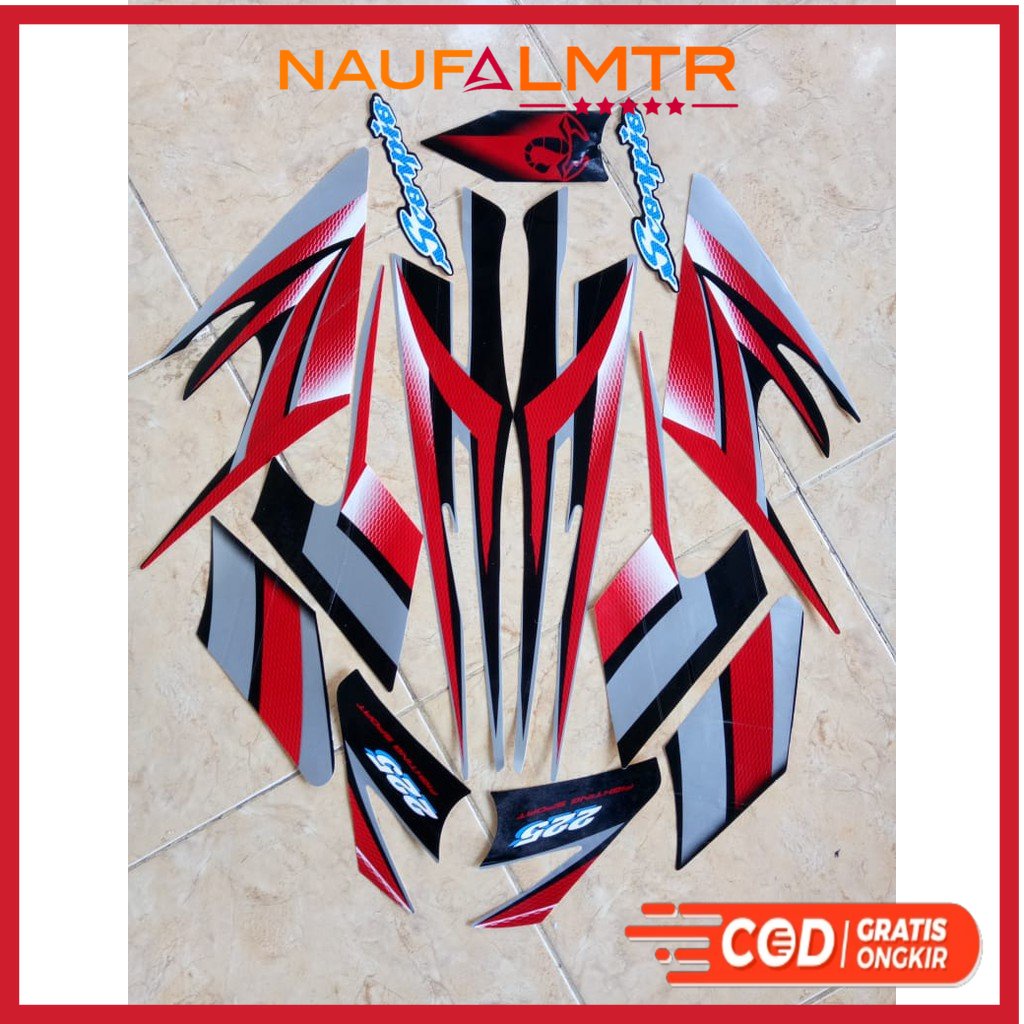 Stiker Striping yamaha Scorpio 2004 merah