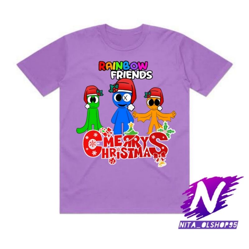 baju anak kaos anak rainbow friends merry christmas natal 2022