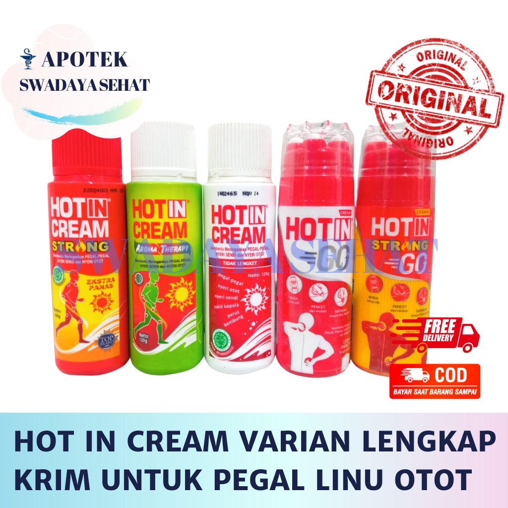 HOT IN CREAM Varian Putih Merah Strong Hijau Aromatherapy Hotin Go In Strong Botol 120 GR 100Gram  - Krim Salep Pegal Linu Otot 60 GR