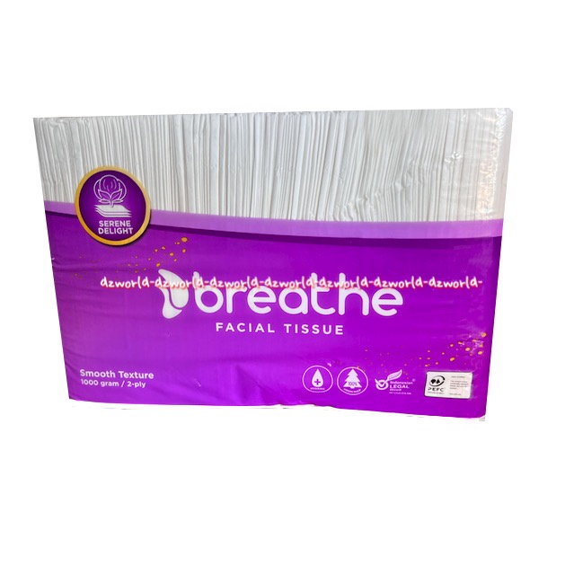 Breathe Facial Tissue 1000gr Smooth Texture Tisu Wajah Dengan Bahan Yang Lembut Krisbow Tissu Tisue 1kg Tisu Besar Serene Delight