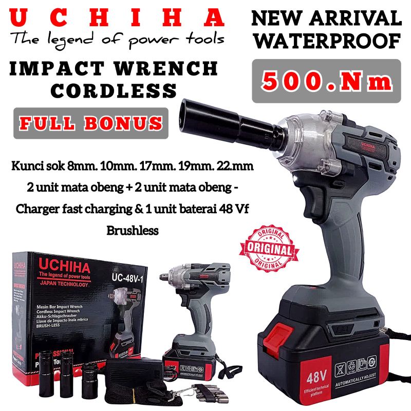 bor impact wrench 48v uchiha 1 baterai bor pembuka baut ban mobil motor cvt