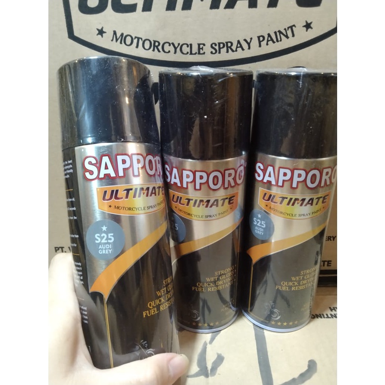 cat spray pilok pilox cat semprot sapporo ultimate S25 audi grey abu gloss glossy saporo 400ml