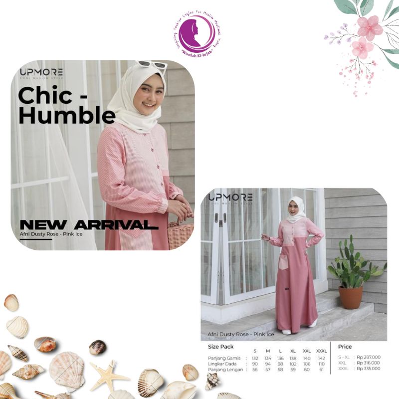 GAMIS MUTIF UPMORE AFNI DUSTY ROSE TERBARU