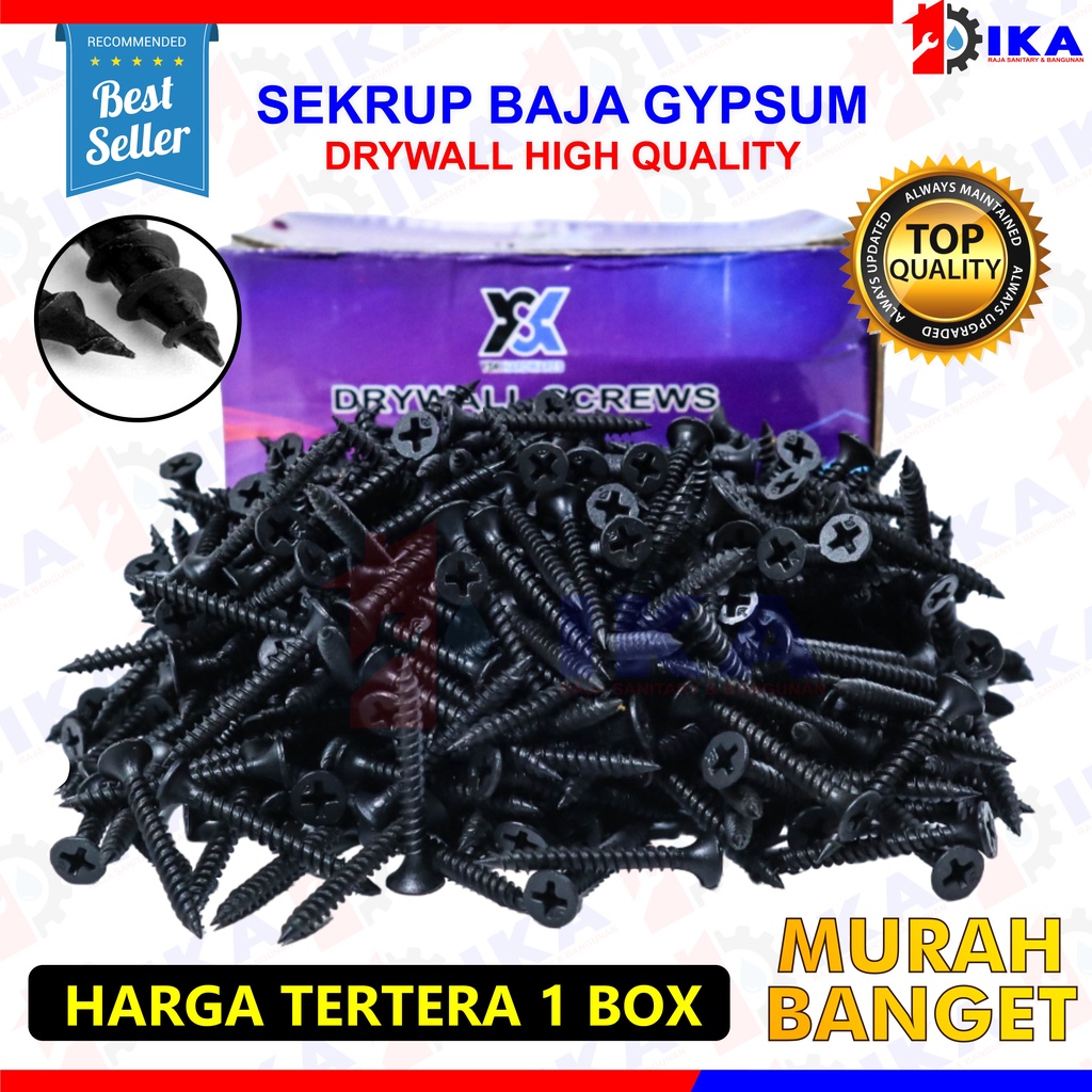 [Harga per Kotak] Sekrup Gypsum Baja / Baut Skrup Kayu Drywall Screw Sekrup Gypsum Skrup Gipsum Kayu Drywall 1 11/4 11/2 2 Inch