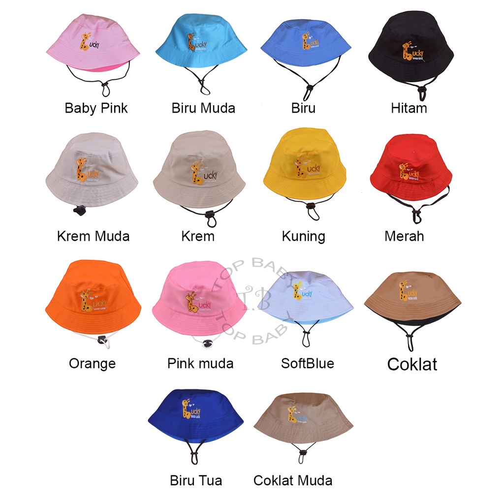 Topi Anak Bucket Tali Motif Bordir - 4693