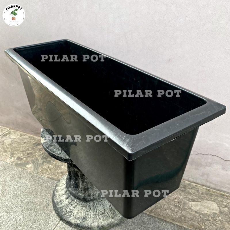 pot bunga tanaman persegi panjang Grace 65cm hitam - PANJANG 70 GRACE