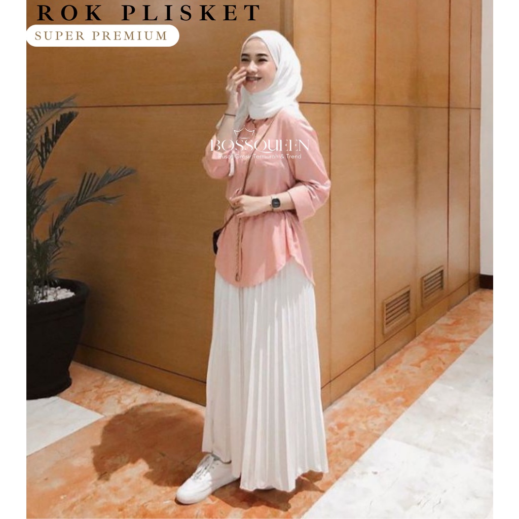 Rok Plisket Rempel Panjang Hyget Super Premium / Rok Korea Premium
