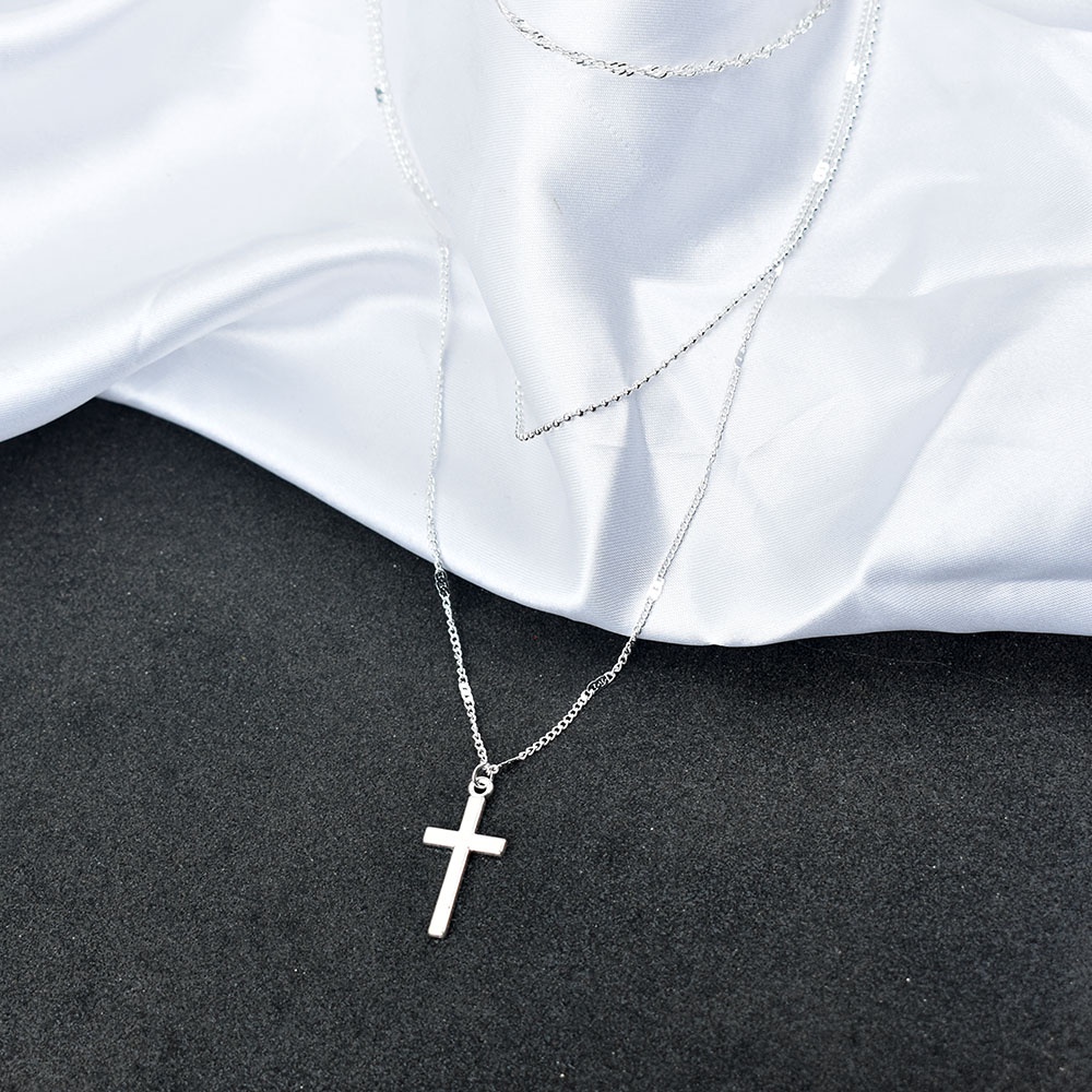 Kalung Choker Rantai Multi Layer Bahan Metal Warna Silver Untuk Wanita